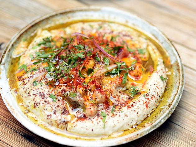 Hummus msabbaha with lamb shawarma at Miss Ada Hummus msabbaha with lamb shawarma at Miss Ada