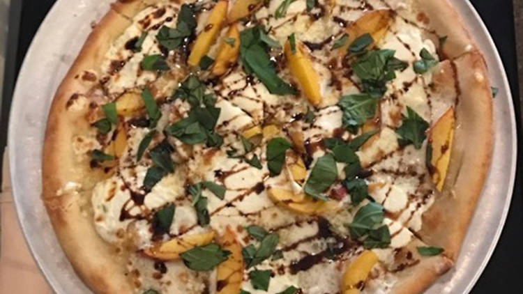 Peach balsamic pizza at Moss Café