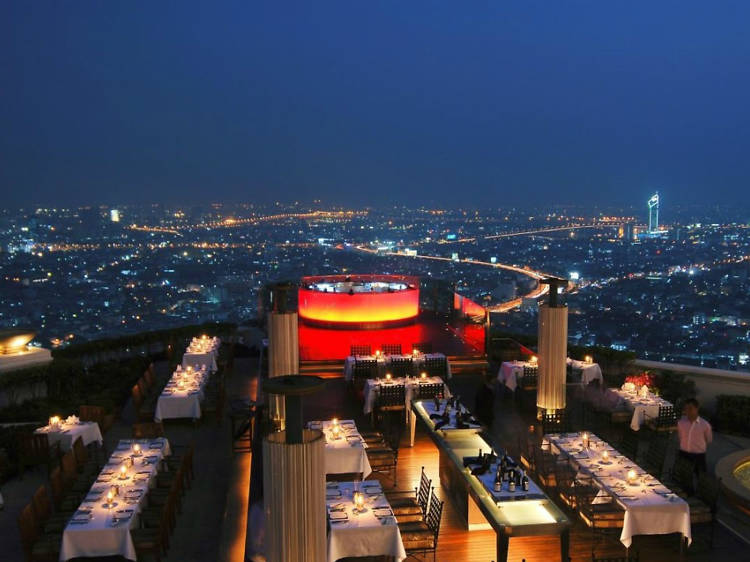 A sky high cocktail overlooking the city