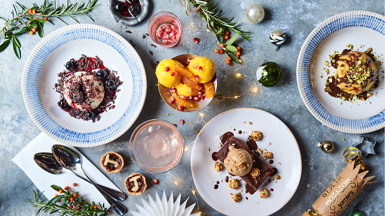 Spread of Christmas desserts