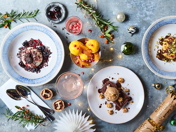 Spread of Christmas desserts