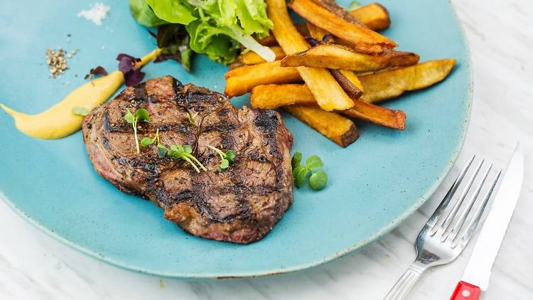 Feather and Bone steak and fries