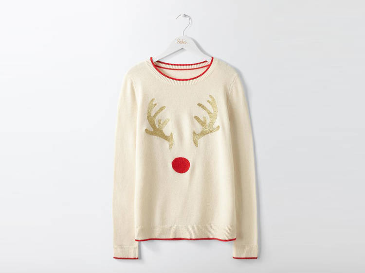 Women’s red-nose reindeer jumper by Boden, £75