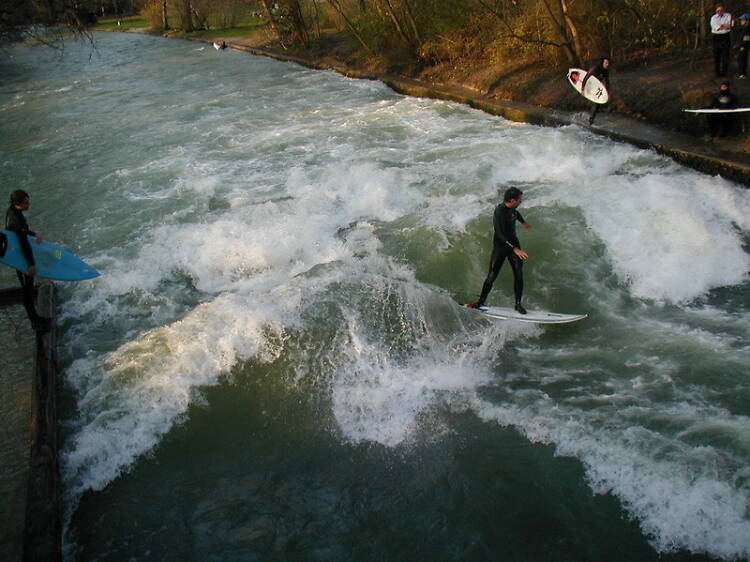 Surfing on the Eisbach