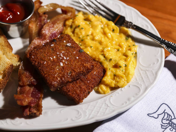 Crispy scallion hash browns at Cherry Circle Room