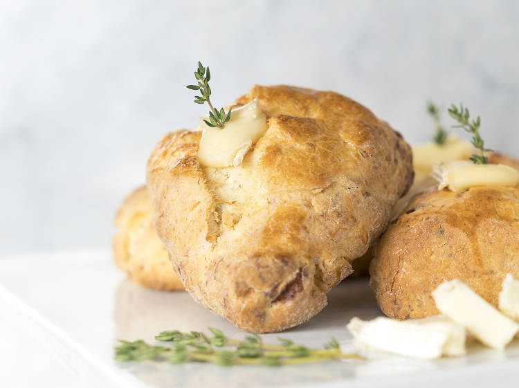 Brie honey thyme scone at Scone City