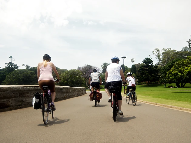 People riding bikes Royal  Botanic Gardens Sydney