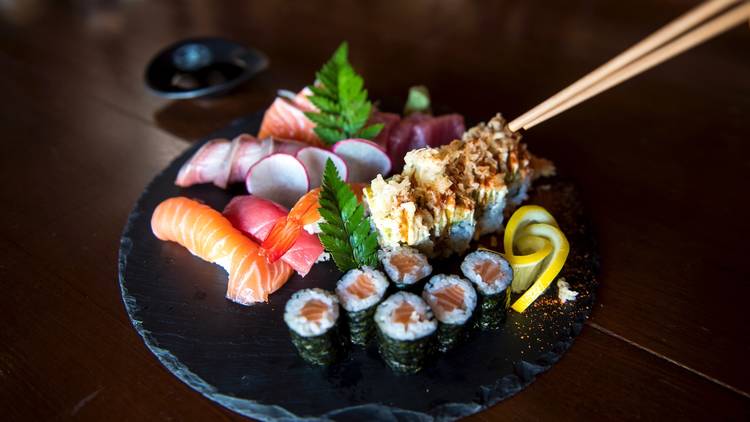 Sushi plate at Sushi Train