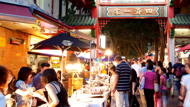 People shopping at Chinatown Night Market
