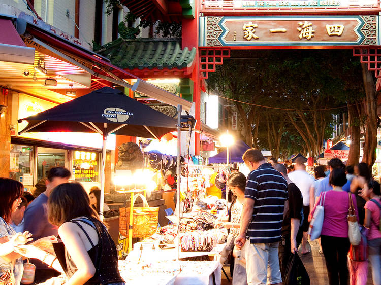 People shopping at Chinatown Night Market