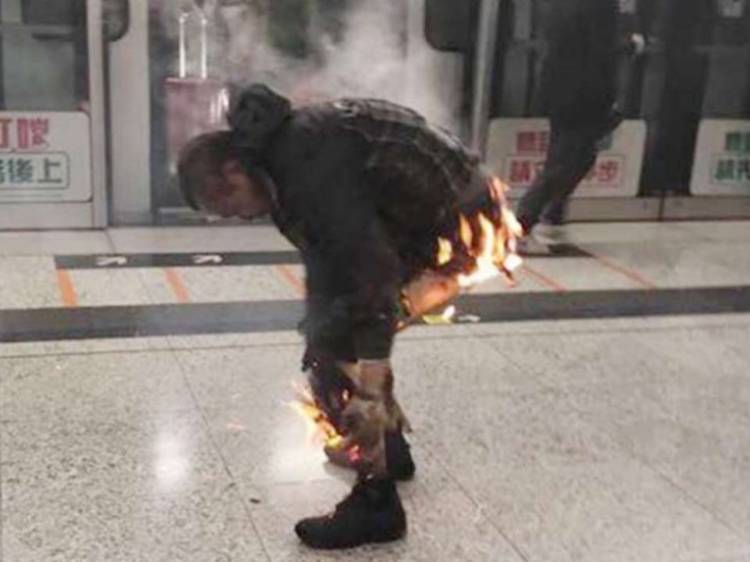 There was a firebomb on the MTR