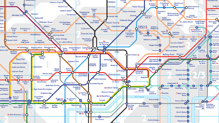 london tube map with attractions