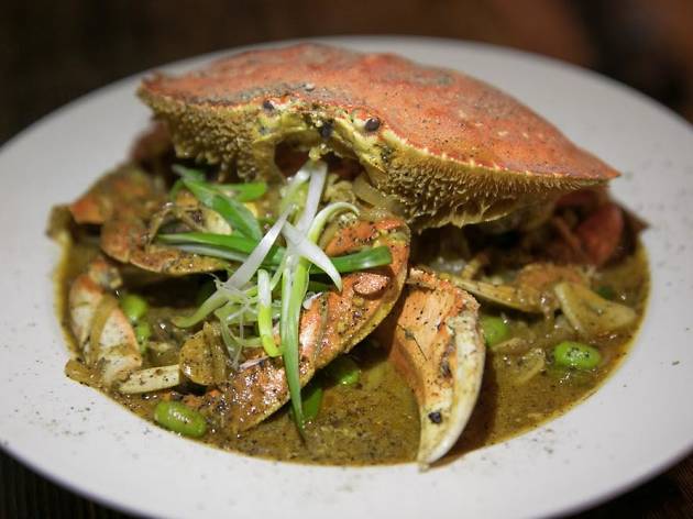 Dungeness crab Miso black peppercorn crab at Pesce e Riso