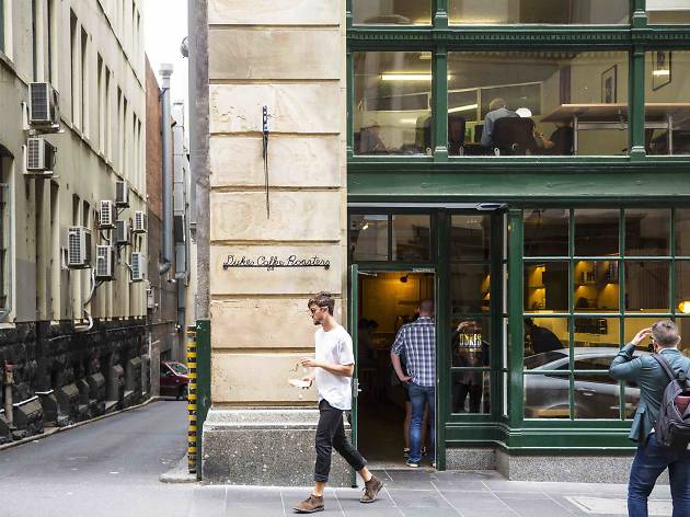 Exterior of Dukes Coffee Roasters, Flinders Lane Dukes Coffee Roasters, Finders Lane, Melbourne
