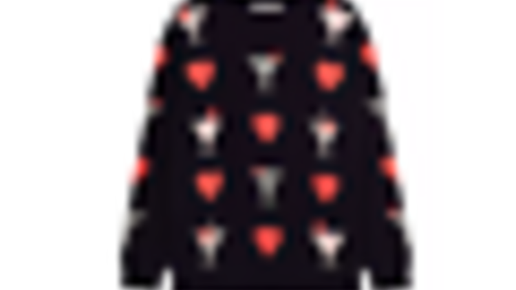 Navy cocktail heart cashmere sweater