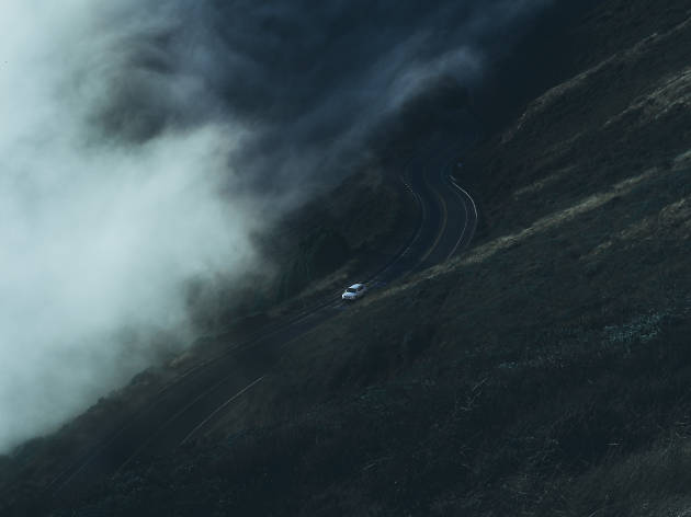 Marin Headlands A car drives through the Marin Headlands