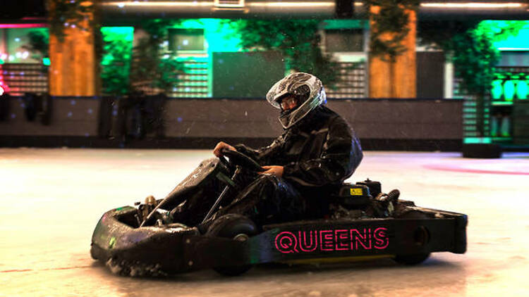 For intensity... Go ice-karting at Queens Skate, Dine, Bowl