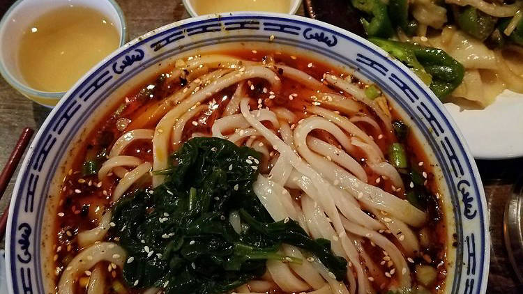 Spicy Guangzhou noodles at Terra Cotta Warrior