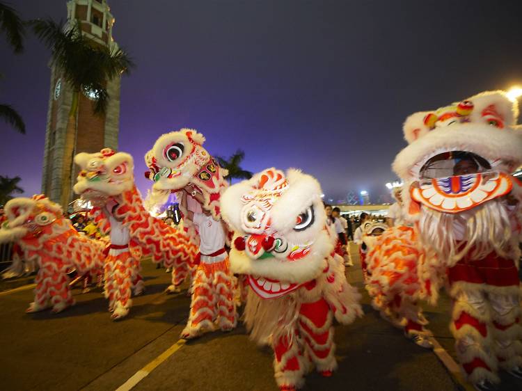 Chinese Dragon installation for Chinese New Year in Hong Kong