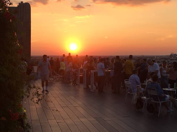 A view of Philly’s sunset from Bok Bar