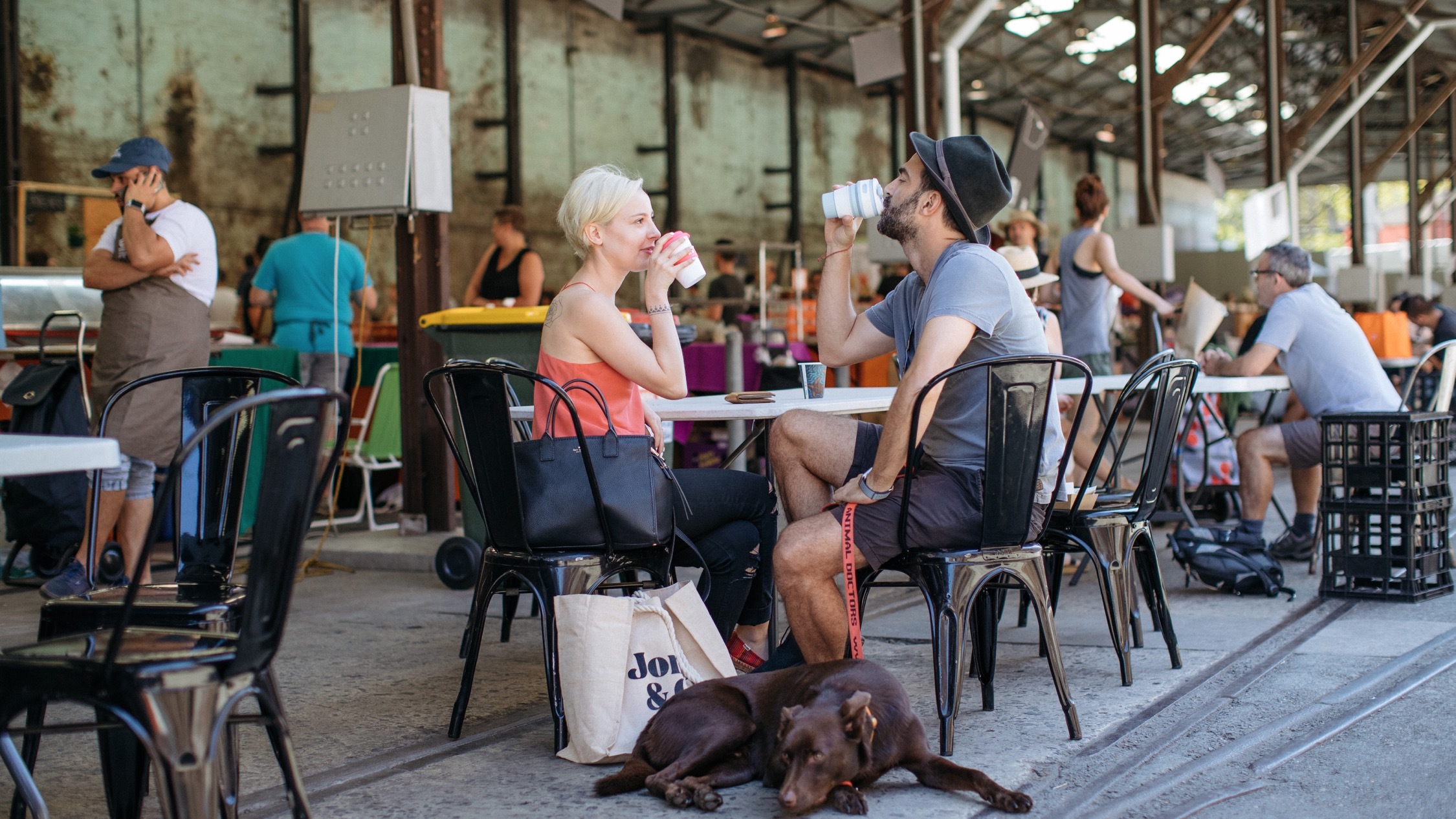 The Best Markets In Sydney People Drinking Coffee At Carriageworks Farmers Markets