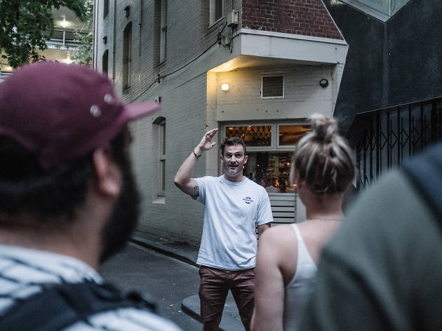 Ben Oliver leading a Drinking History Tour Ben Oliver leading a Drinking History Tour