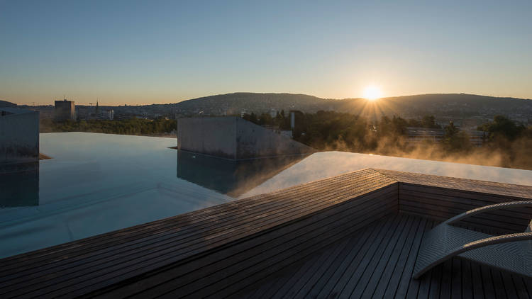 The rooftop pool