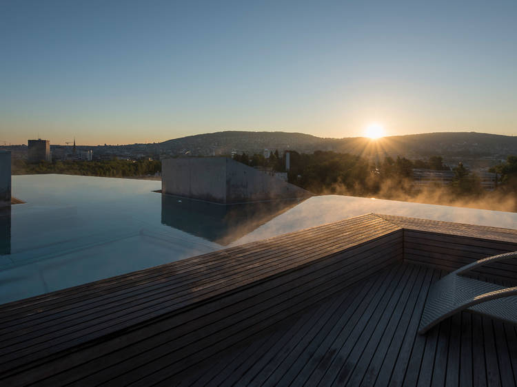 The rooftop pool