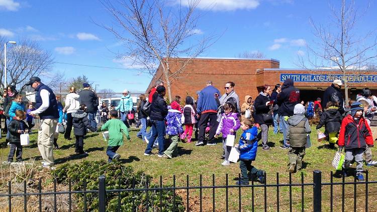 The East Passyunk Easter Egg Hunt takes place each spring at the South Philadelphia Older Adult Center