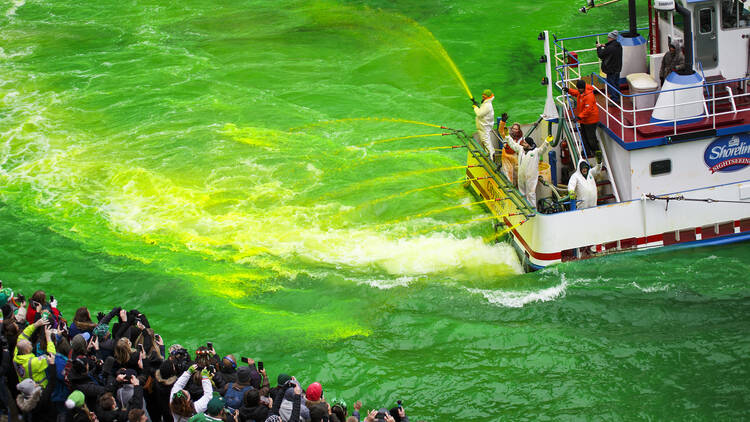 The Chicago River turns green for St. Patrick's Day. 2018