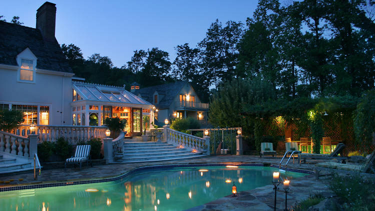 Check out the gorgeous pool at New Hope bed and breakfast Inn at Bowman's Hill