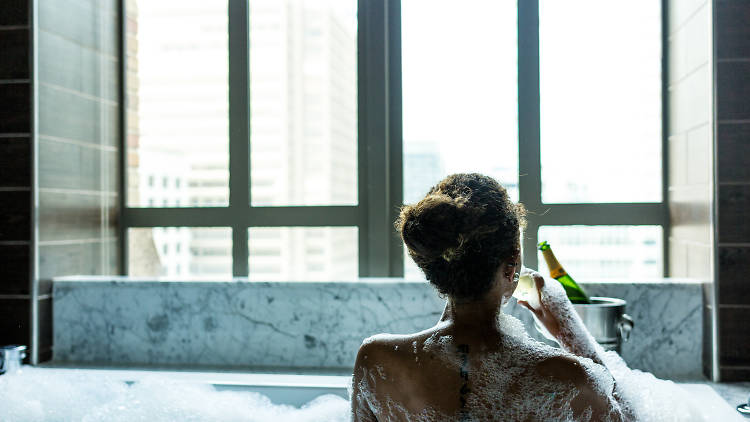 Relax and unwind in a deep soaking tub at Kimpton Hotel Palomar in Philadelphia
