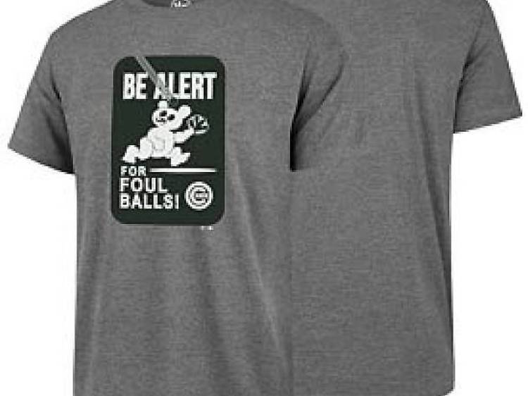 Chicago Cubs Be Alert For Foul Balls Grey T-Shirt - Clark Street