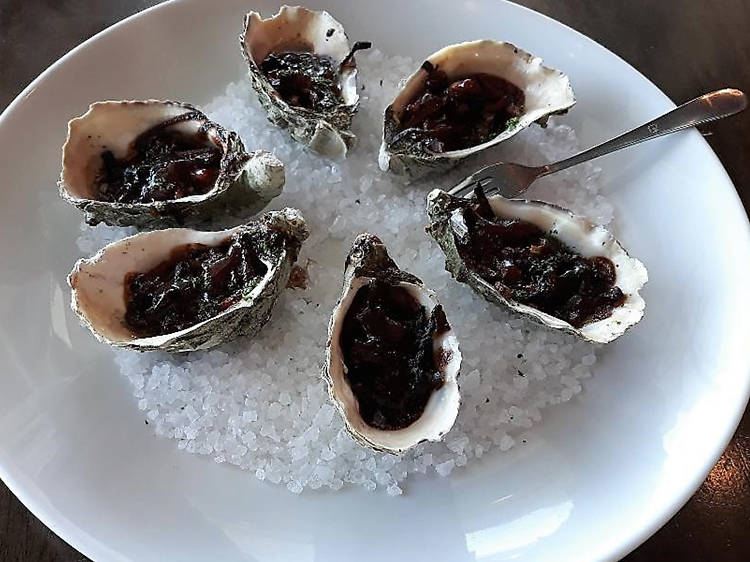 Oysters Kilpatrick at the Wharf, $19.50