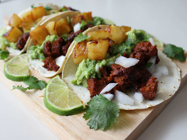 Tacos al pastor de seitán Tacos al pastor de seitán