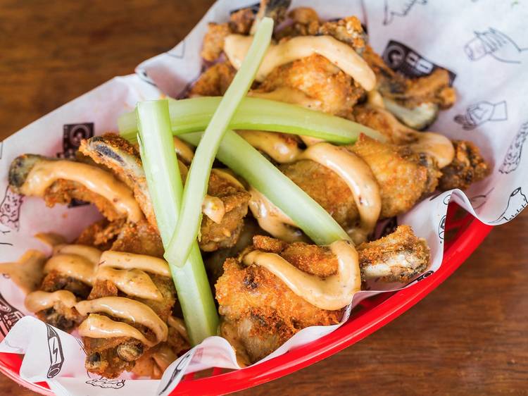 Half a kilo of wings with hickory, salt and smoky jalapeño mayo at the Fox Hotel, $9.90