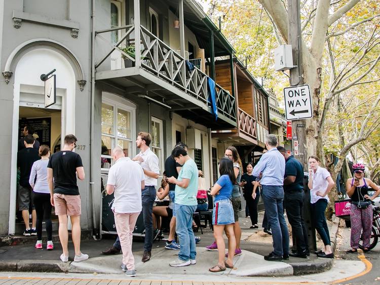 People in queue at South Dowling Sandwiches