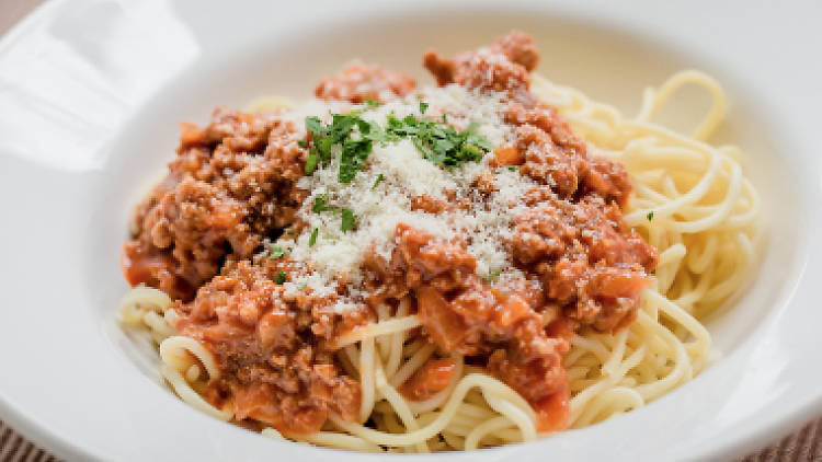 Spaghetti bolognese at the Cellar Bar, $18