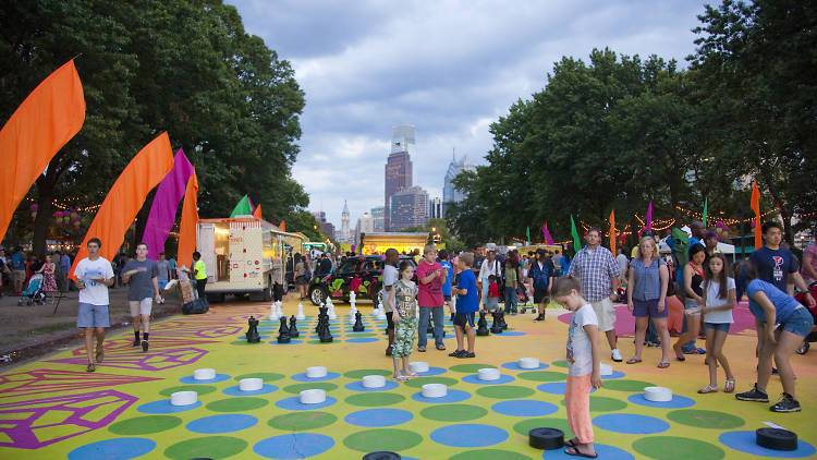 The Oval is a pop-up event space on the Benjamin Franklin Parkway. 