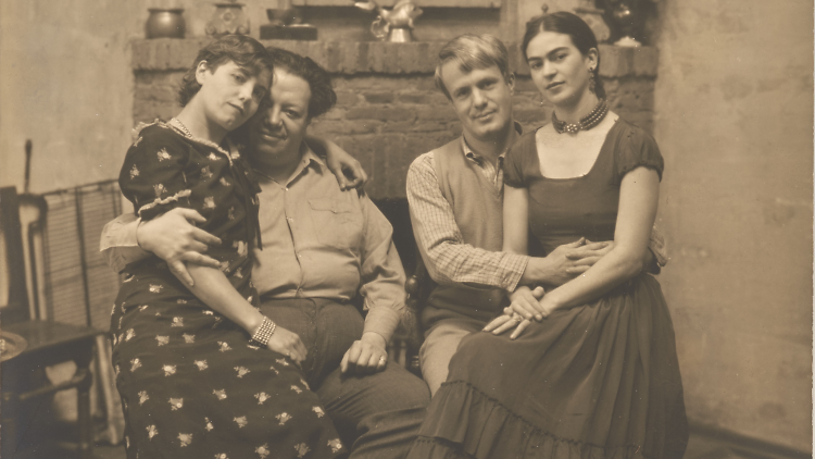 Diego Rivera and Frida Kahlo post with Lucile and Arnold Blanch at Coyoacán (1930).