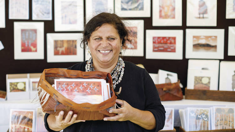 Stall holder at the Blak Markets at Barangaroo Reserve