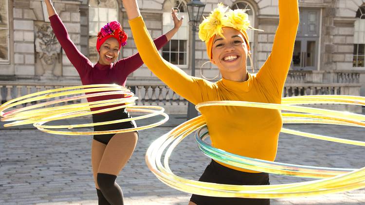 Marawa's Majorettes perform as part of 'Circus Sampler' at Somerset House