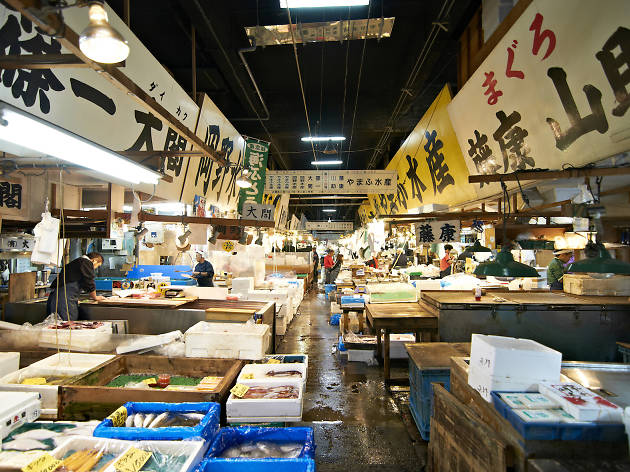 Tsukiji fish market - stock photo Tsukiji fish market