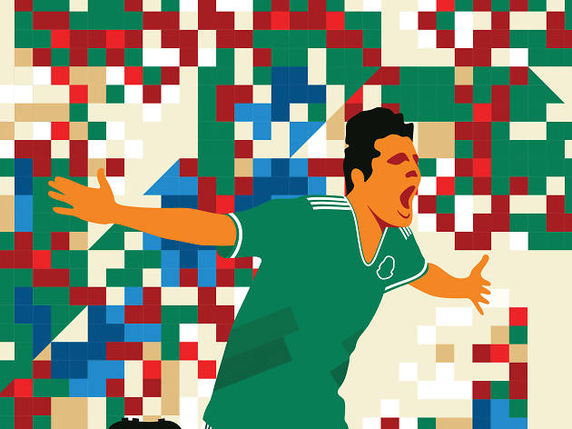 Ilustración jugador de futbol Jugador de futbol festejando un gol
