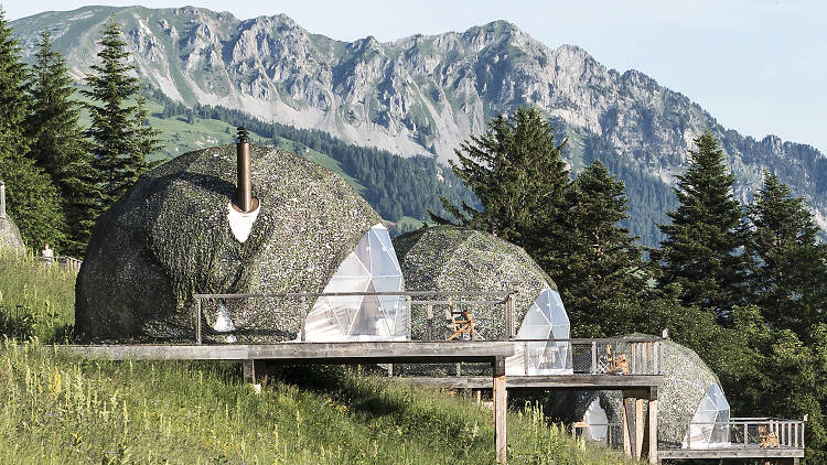 Whitepod eco-luxury hotel, for Swiss staycation campaign.