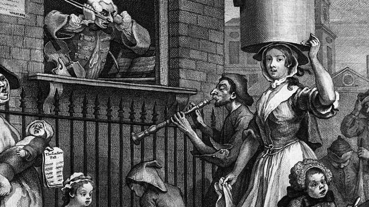 William Hogarth (1697-1764), The Enraged Musician (detail), 1741