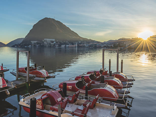 Switzerland Cities Lugano, Winterabend