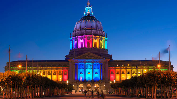 City Hall during Pride week