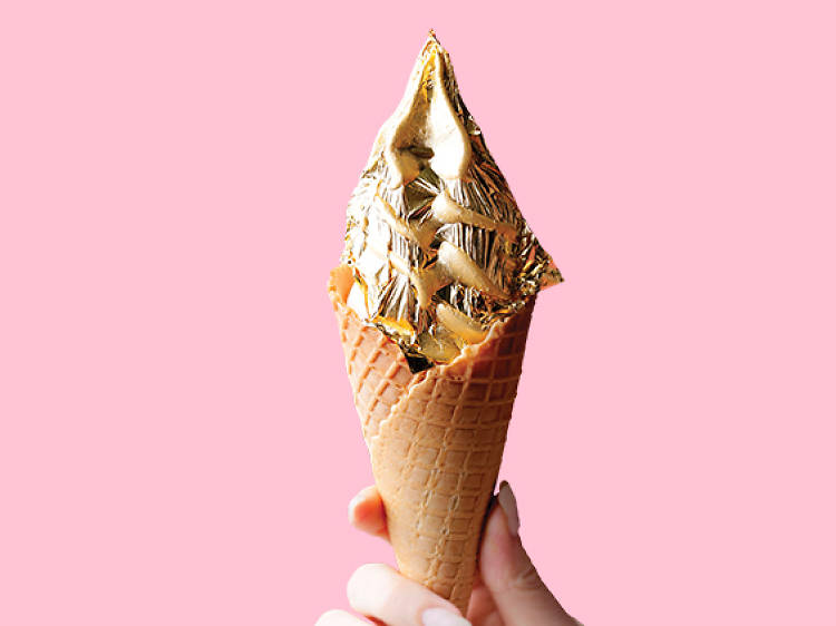 Lap up gold leaf soft serve