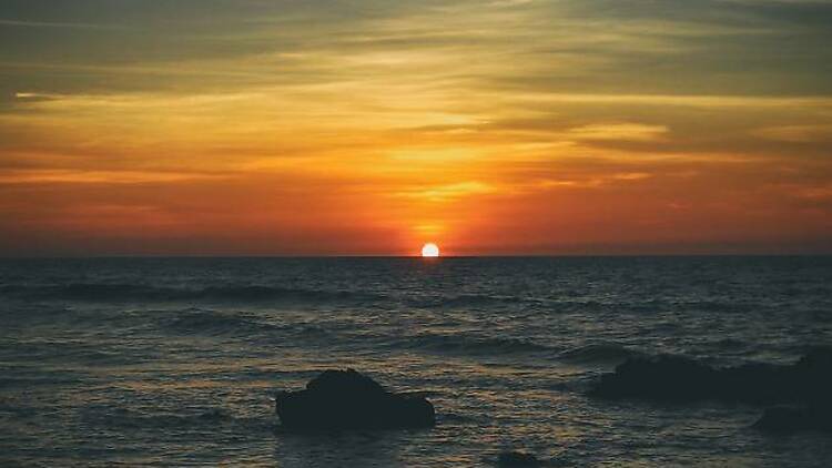 Sea kayak at sunset